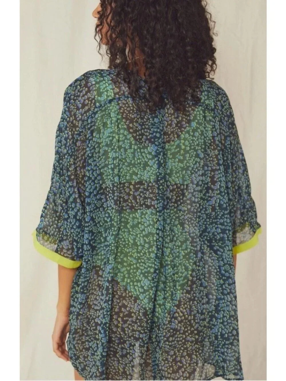 NWT FREE PEOPLE Sz M SLEEPIN IN PRINTED SLEEP SHIRT Swim Cover Up.   V